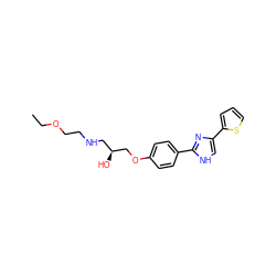 CCOCCNC[C@H](O)COc1ccc(-c2nc(-c3cccs3)c[nH]2)cc1 ZINC000026014456