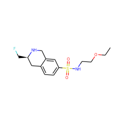 CCOCCNS(=O)(=O)c1ccc2c(c1)CN[C@H](CF)C2 ZINC000013581876