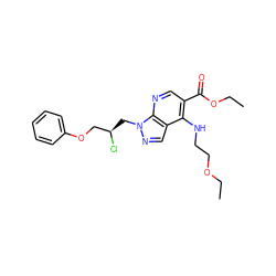 CCOCCNc1c(C(=O)OCC)cnc2c1cnn2C[C@@H](Cl)COc1ccccc1 ZINC000013491846