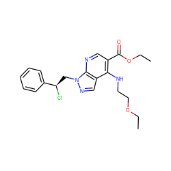 CCOCCNc1c(C(=O)OCC)cnc2c1cnn2C[C@@H](Cl)c1ccccc1 ZINC000013491822