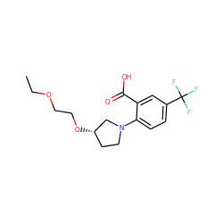 CCOCCO[C@H]1CCN(c2ccc(C(F)(F)F)cc2C(=O)O)C1 ZINC000103252351