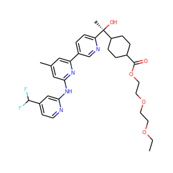 CCOCCOCCOC(=O)C1CCC([C@](C)(O)c2ccc(-c3cc(C)cc(Nc4cc(C(F)F)ccn4)n3)cn2)CC1 ZINC000205925668