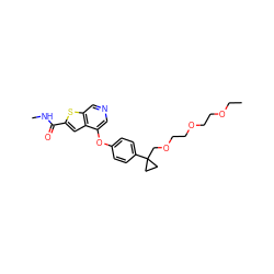 CCOCCOCCOCC1(c2ccc(Oc3cncc4sc(C(=O)NC)cc34)cc2)CC1 ZINC000003994725