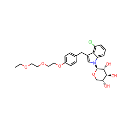 CCOCCOCCOc1ccc(Cc2cn([C@@H]3OC[C@@H](O)[C@H](O)[C@H]3O)c3cccc(Cl)c23)cc1 ZINC000066113054