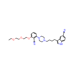 CCOCCOCCOc1cccc(N2CCN(CCCCc3c[nH]c4ccc(C#N)cc34)CC2)c1C#N ZINC000013582519