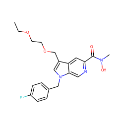 CCOCCOCc1cn(Cc2ccc(F)cc2)c2cnc(C(=O)N(C)O)cc12 ZINC000034818206