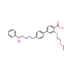 CCOCCOc1cc(-c2ccc(CCNC[C@H](O)c3ccccc3)cc2)ccc1C(=O)O ZINC000029131643