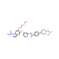 CCOCCOc1cc2c(ccn2C(=O)NC)cc1Oc1ccnc(NC(=O)c2ccc(C3CCN(C[C@H](C)O)CC3)cc2)c1 ZINC000169711595