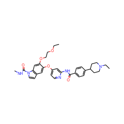 CCOCCOc1cc2c(ccn2C(=O)NC)cc1Oc1ccnc(NC(=O)c2ccc(C3CCN(CC)CC3)cc2)c1 ZINC000169711596