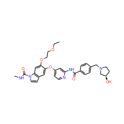 CCOCCOc1cc2c(ccn2C(=O)NC)cc1Oc1ccnc(NC(=O)c2ccc(CN3CC[C@@H](O)C3)cc2)c1 ZINC000169711600