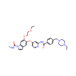 CCOCCOc1cc2c(ccn2C(=O)NC)cc1Oc1ccnc(NC(=O)c2ccc(CN3CCN(CC)CC3)cc2)c1 ZINC000169711602