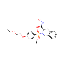 CCOCCOc1ccc([P@@](=O)(OCC)N2Cc3ccccc3C[C@@H]2C(=O)NO)cc1 ZINC000013438450