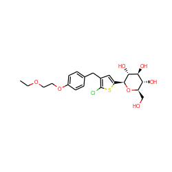 CCOCCOc1ccc(Cc2cc([C@@H]3O[C@H](CO)[C@@H](O)[C@H](O)[C@H]3O)sc2Cl)cc1 ZINC000072118081