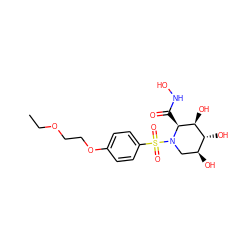 CCOCCOc1ccc(S(=O)(=O)N2C[C@H](O)[C@@H](O)[C@H](O)[C@@H]2C(=O)NO)cc1 ZINC000013537263