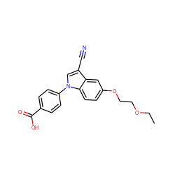 CCOCCOc1ccc2c(c1)c(C#N)cn2-c1ccc(C(=O)O)cc1 ZINC000202400092