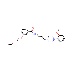 CCOCCOc1cccc(C(=O)NCCCCN2CCN(c3ccccc3OC)CC2)c1 ZINC000073197455