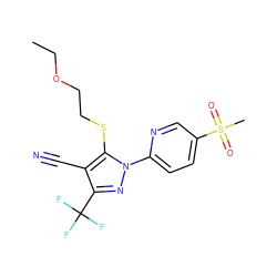 CCOCCSc1c(C#N)c(C(F)(F)F)nn1-c1ccc(S(C)(=O)=O)cn1 ZINC000028569979