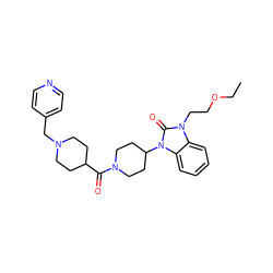 CCOCCn1c(=O)n(C2CCN(C(=O)C3CCN(Cc4ccncc4)CC3)CC2)c2ccccc21 ZINC000058592856