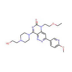 CCOCCn1c(=O)nc(N2CCN(CCO)CC2)c2nnc(-c3ccc(OC)nc3)cc21 ZINC000073196290