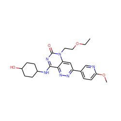 CCOCCn1c(=O)nc(NC2CCC(O)CC2)c2nnc(-c3ccc(OC)nc3)cc21 ZINC000073198445