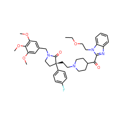 CCOCCn1c(C(=O)C2CCN(CC[C@@]3(c4ccc(F)cc4)CCN(Cc4cc(OC)c(OC)c(OC)c4)C3=O)CC2)nc2ccccc21 ZINC000026671772