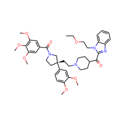 CCOCCn1c(C(=O)C2CCN(CC[C@@]3(c4ccc(OC)c(OC)c4)CCN(C(=O)c4cc(OC)c(OC)c(OC)c4)C3)CC2)nc2ccccc21 ZINC000026716030