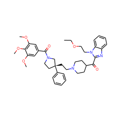 CCOCCn1c(C(=O)C2CCN(CC[C@@]3(c4ccccc4)CCN(C(=O)c4cc(OC)c(OC)c(OC)c4)C3)CC2)nc2ccccc21 ZINC000026724920