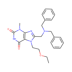 CCOCCn1c(CN(Cc2ccccc2)Cc2ccccc2)nc2c1c(=O)[nH]c(=O)n2C ZINC000057388150