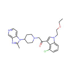 CCOCCn1cc(C(=O)CN2CCC(n3c(C)nc4cnccc43)CC2)c2c(Cl)cccc21 ZINC000013776705