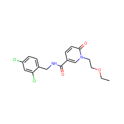 CCOCCn1cc(C(=O)NCc2ccc(Cl)cc2Cl)ccc1=O ZINC000045252961