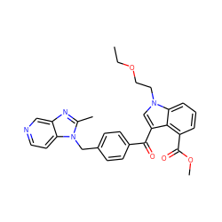 CCOCCn1cc(C(=O)c2ccc(Cn3c(C)nc4cnccc43)cc2)c2c(C(=O)OC)cccc21 ZINC000013776650