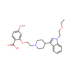 CCOCCn1cc(C2CCN(CCOc3cc(OC)ccc3C(=O)O)CC2)c2ccccc21 ZINC000013586257