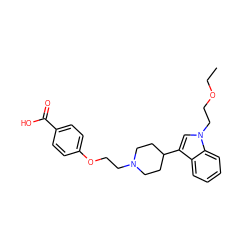 CCOCCn1cc(C2CCN(CCOc3ccc(C(=O)O)cc3)CC2)c2ccccc21 ZINC000013586272