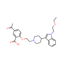 CCOCCn1cc(C2CCN(CCOc3ccc(C(C)=O)cc3C(=O)O)CC2)c2ccccc21 ZINC000013586256