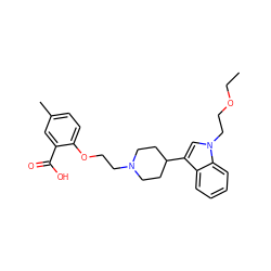 CCOCCn1cc(C2CCN(CCOc3ccc(C)cc3C(=O)O)CC2)c2ccccc21 ZINC000013586255