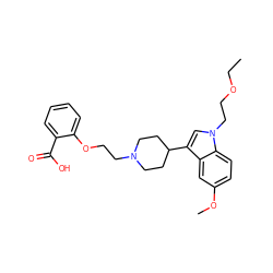 CCOCCn1cc(C2CCN(CCOc3ccccc3C(=O)O)CC2)c2cc(OC)ccc21 ZINC000013586247