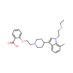 CCOCCn1cc(C2CCN(CCOc3ccccc3C(=O)O)CC2)c2cccc(C)c21 ZINC000013586252