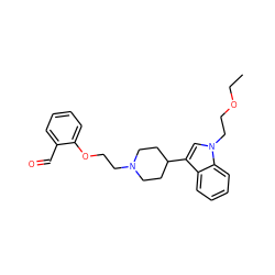 CCOCCn1cc(C2CCN(CCOc3ccccc3C=O)CC2)c2ccccc21 ZINC000028368495