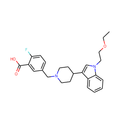 CCOCCn1cc(C2CCN(Cc3ccc(F)c(C(=O)O)c3)CC2)c2ccccc21 ZINC000013586278