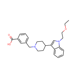 CCOCCn1cc(C2CCN(Cc3cccc(C(=O)O)c3)CC2)c2ccccc21 ZINC000003819750