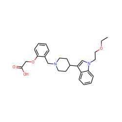 CCOCCn1cc(C2CCN(Cc3ccccc3OCC(=O)O)CC2)c2ccccc21 ZINC000013586275