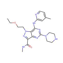 CCOCCn1nc(C(=O)NC)c2nc(N3CCNCC3)nc(Nc3cc(C)ccn3)c21 ZINC000036426085