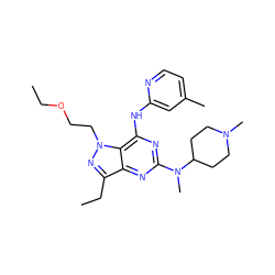 CCOCCn1nc(CC)c2nc(N(C)C3CCN(C)CC3)nc(Nc3cc(C)ccn3)c21 ZINC000049113310