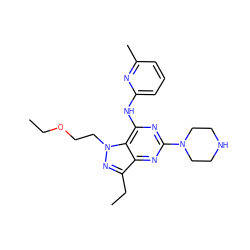 CCOCCn1nc(CC)c2nc(N3CCNCC3)nc(Nc3cccc(C)n3)c21 ZINC000049113222