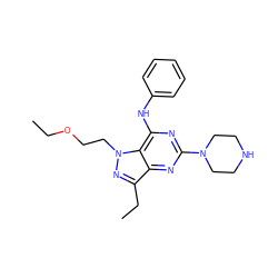 CCOCCn1nc(CC)c2nc(N3CCNCC3)nc(Nc3ccccc3)c21 ZINC000049072526