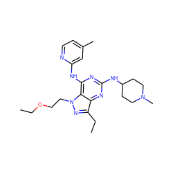 CCOCCn1nc(CC)c2nc(NC3CCN(C)CC3)nc(Nc3cc(C)ccn3)c21 ZINC000035998068