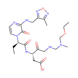 CCOCN(C)CNCC(=O)[C@H](CC(=O)O)NC(=O)[C@@H](CC)n1ccnc(NCc2nonc2C)c1=O ZINC000028133025