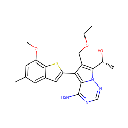 CCOCc1c(-c2cc3cc(C)cc(OC)c3s2)c2c(N)ncnn2c1[C@@H](C)O ZINC000217846938