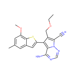 CCOCc1c(-c2cc3cc(C)cc(OC)c3s2)c2c(N)ncnn2c1C#N ZINC000218081700