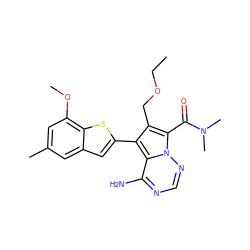 CCOCc1c(-c2cc3cc(C)cc(OC)c3s2)c2c(N)ncnn2c1C(=O)N(C)C ZINC000220097786